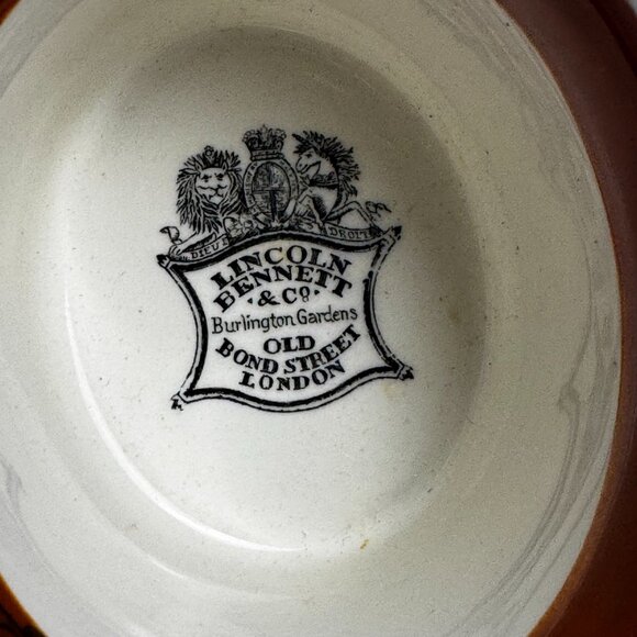 Vtg Lincoln Bennett & Co Glaze Grey Top Hat Advertising Ceramic Ashtray/Small Ca - Picture 6 of 13